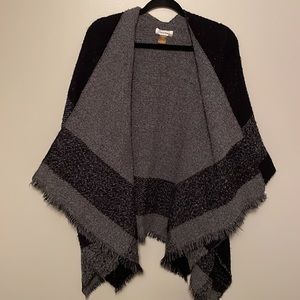 Calvin Klein Black and Gray Poncho Wrap (one size fits all)